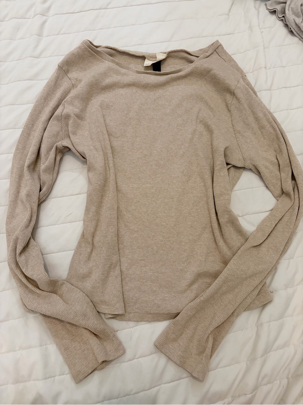 Beige Long Sleeve Top in Light Taupe